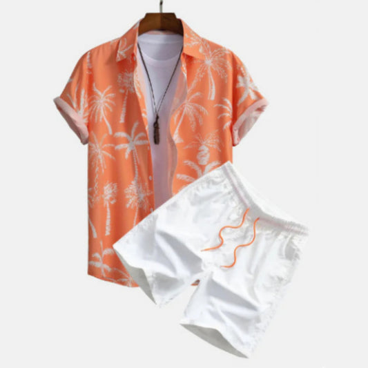 Cardigan Casual Printed Short Sleeves Shirt Beach Suit Men